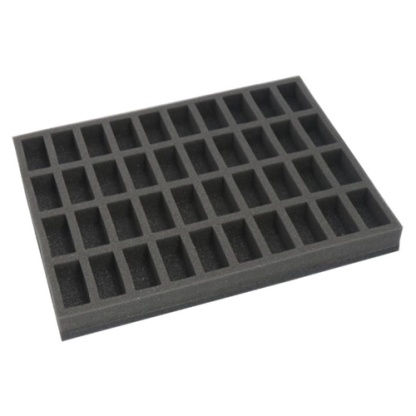 Foam tray for 40 miniatures on 25mm bases for old cases